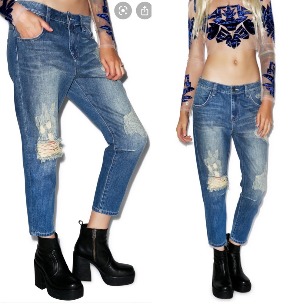 WILDFOX Distressed Cropped Denim